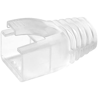 Simply45 8.5mm Strain Reliefs Shielded External Ground for Pass-Through and Standard RJ45-100-Pieces, Clear Tint, Resealable Bag - S45-B003