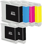 Clickinks Compatible Ink Cartridge Replacement for Brother LC51 LC-51 LC51BK LC51C LC51M LC51Y for use with MFC-440CN MFC-465CN MFC-665CW Printers (Full Set + 2 Extra Black)