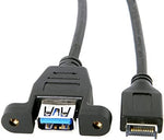 NFHK USB 3.1 Front Panel Header to USB 3.0 Type-A Female Extension Cable 50cm Panel Mount Type