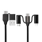 7PETAL Multifunction 5in1 Fast Sync Charger Cable, Interchangeable 2in1 USB A/C to 3in1 Lightn/Type C/Micro USB Cable Compatible with Mobile Phone