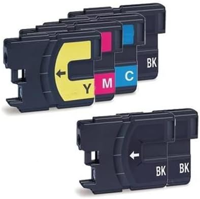 Clickinks Compatible Ink Cartridge Replacement for Brother LC65 LC-65 LC65BK LC65C LC65M LC65Y for use with DCP-J140W 145C 185C 195C 197C DCP373CW 375CW 385C 390CN Printers (Full Set + 2 Extra Black)