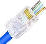 RJ45 Cat6 Pass Through Connectors | EZ Crimp Connector Network Plug for Unshielded Twisted Pair Solid Wire & Standard Cables (100 pcs Regular)