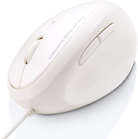 SANWA Wired Ergonomic Mouse, Optical Vertical Mice, for Small Hands, Reduce Wrist Strain, 1000/1600 Adjustable DPI, 6 Buttons, Compatible with MacBook, PC, Laptop, Desktop, Windows, Mac OS, White