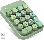 Alkem Wireless Number Pad 2.4GHz Wireless Numeric Keypad Retro Style Round Keycaps Numpad 18 Keys Portable Number Keyboard with USB Receiver for Laptop, Notebook, Surface, Mac, Pad (Green)