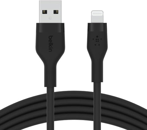 Belkin BoostCharge Flex Silicone USB-A to USB-C Cable (2M/6.6FT), MFi-Certified Charging Cable for Samsung Galaxy Series, Google Pixel, & More with Cable Clip - Black