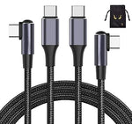 USB C to USB C Cable 6.6ft 60W, Right Angle USB Type C Cable 2 Pack?New Nylon USB C Charging Cable for Samsung Galaxy S20 S10 S9 S8 Plus Note 10 LG Google Pixel Moto etc