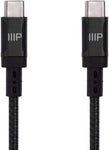 Monoprice USB C to USB C 2.0 Cable - 6 Feet - Black (3Pack) Fast Charging, High Speed, Up to 5A/100W, Type C, Compatible with iPhone/iPad/MacBook/Samsung Galaxy and More - Wrap Series