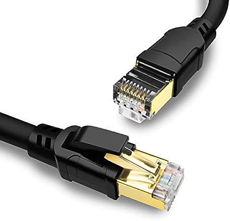 Yauhody CAT 8 Ethernet Cable 20FT, High Speed 40Gbps 2000MHz SFTP Internet Network LAN Wire Cables with Gold Plated RJ45 Connector for Router, Modem, PC, Switches, Laptop, Gaming, Xbox (20ft/6m) Black