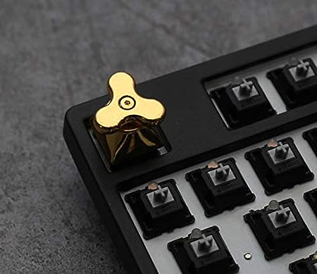 Rotatable Metal Keycap, Creative Keycap for Custom Cherry MX Gaming Mechanical Keyboard, 1U ESC Keycap, Gold 3 Leaves