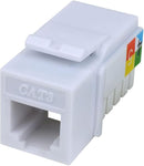 Cat3 Keystone Jack 6P4C, White, 10-Pack