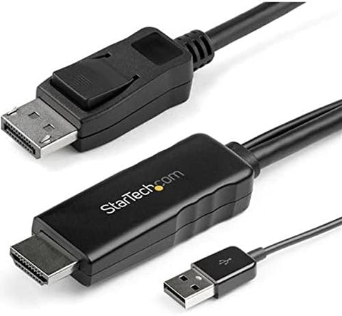 StarTech.com 6ft (2m) HDMI to DisplayPort Cable 4K 30Hz - Active HDMI 1.4 to DP 1.2 Adapter Converter Cable with Audio - USB Powered - Mac & Windows - HDMI Laptop to DP Monitor - Male/Male (HD2DPMM6)