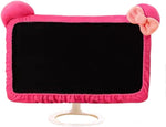 LINXTAR 20''-29'' Computer Monitor Cover with Cat Ear Design Furry Kawaii Hot Pink Monitor Dust Cover Elastic Dustproof for PC Tablet TV