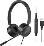 Discover D312U Dual Speaker Headset with USB and 3.5mm Connection- Compatible with Computer Apps Like Microsoft Teams, Zoom, RingCentral, Cisco, Avaya and Cell Phones with a 3.5mm Port