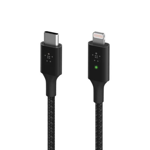 Belkin Smart LED Charging Cable USB-a to Lightning 4ft/1.2m (See Your Charging Status at a Glance) Fast Charge Ready for Latest iPhones, AirPods and iPad, MFi-Certified, Black (CAA006bt)