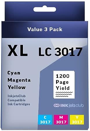 INKjetsclub Compatible LC 3017 / LC 3019 XL. High Yield Cartridges for Brother LC 3017 / LC 3019 Printer Ink. 3 Pack (Cyan, Magenta, Yellow)