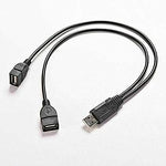 USB 2.0 A Male to 2 Dual USB Female Jack Y Splitter Hub Power Cord Adapter Cable