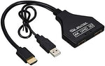 Cablecc HDMI-Compatible 1.3 to Dual Female Splitter Switch Extension Adapter Cable with Power for HDTV Laptop 1080P