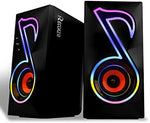 RECCAZR Computer Speakers, RGB Gaming PC Speakers with 6 Lights Modes and Easy Volume Control, 10W USB-Powered 2.0CH Stereo Desktop Speakers with 3.5mm AUX for PC/Laptop/Desktop/Projector/Monitor