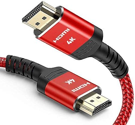 Highwings 4K 60HZ Red 10ft HDMI Cable, 4K@60Hz HDMI Braided Cord-Supports (4K 60Hz HDR,Video 4K 2160p 1080p 3D HDCP 2.2 ARC-Compatible with Ethernet Monitor HDTV