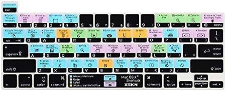 XSKN Mac OS X English Shortcut LR Hotkey Silicone Keyboard Cover Skin for Touch Bar Models 2019 MacBook Pro 16 inch A2141 2020 MacBook Pro 13.3 inch A2251 A2289 A2338 M1 Chip with Touch ID US Version