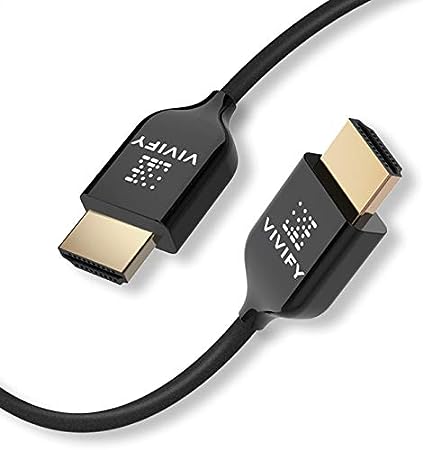 VIVIFY Fiber Optics Ultra Slim Extra Long HDMI 80 ft 4K 60Hz HDMI 2.0 UL1 VW1 Xenos W30 Certified Cable Compatible with Apple TV Nintendo Switch PS4 PS5 Xbox seriesX TV Sound bar MacBook Pro