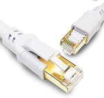 CAT 8 Ethernet Cable 50FT, 40Gbps High Speed SFTP 2000MHz Gigabit Internet Network LAN Patch Cord with Gold Plated RJ45 Connector for Gaming, Router, Modem, Switches, Hub, Xbox, PC (50ft, White)