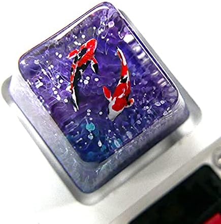 Gaming Keycaps Koi Fish Resin Keycaps for Cherry MX Swtiches (OEM R4) (Blue Violet)