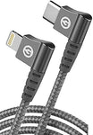 GALVANOX Right Angle Lightning to USB-C Cable (Apple MFi Certified) Braided iPhone Charger L-Shape Cord for Fast Charging iPhone 14 Pro Max/13/12/SE/11/Xs/XR