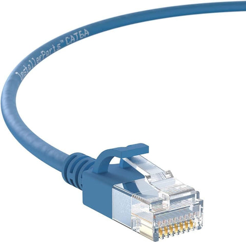 InstallerParts Ethernet Cable CAT6A Slim Cable UTP Booted 5 FT (10 Pack) - Blue - Professional Series - 10Gigabit/Sec Network/High Speed Internet Cable, 550MHZ, 28AWG