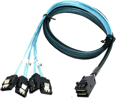 NFHK Internal Mini SAS HD SFF-8643 Host to 4 SATA 7pin Target Hard Disk 6Gbps Data Server Raid Cable