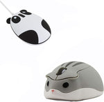 CHUYI 1 Pack Cute Hamster Shaped Wireless Optical Mouse Grey Color and 1 Pack Panda Shape Wired Mouse for Computer Laptop