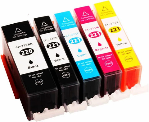 Gasin Replacement Ink Cartridge for Canon PGI-220 CLI-221 Ink Cartridge use with PIXMA MX860 MX870 MP560 (1 Black,1 Photo Black,1 Cyan,1 Magenta,1 Yellow)