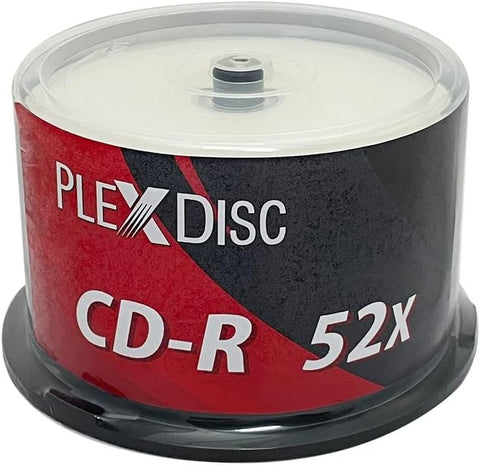 PlexDisc TY Series Blue CD-R 52X 700MB White Inkjet Hub Printable Recordable Media - 50pk Cake Box 66N-214-Y-BX, 50 Discs