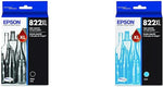 EPSON T822 DURABrite Ultra Ink High Capacity Black Cartridge (T822XL120-S) & T822 DURABrite Ultra Ink High Capacity Cyan Cartridge (T822XL220-S)