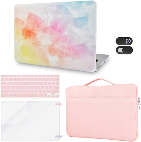 KARABI 5 in 1 Case Compatible with MacBook Pro 13" (2016-2020) +/- Touch Bar A2159/A1989/A1706/A1708 Hard Shell Cover, Sleeve Bag, Webcam Cover, Keyboard Cover, Screen Protector (Dreamy Mist)