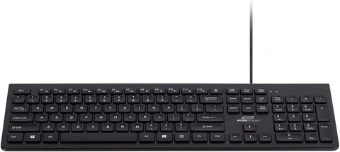 Monoprice Low-Profile Spill-Resistant Silent Keyboard – Membrane Water-Resistant Coating 10 Million Keystrokes - Workstream Collection