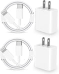 2-Pack iPhone 14 13 12 11 Fast Charger, [Apple MFi Certified] iPhone 20W USB-C Rapid Wall Charger with 2X 6ft TypeC to Lightning Cables Super Fast Charger for iPhone 14/13/12/11/XS/XR/X/8/iPad/Airpods