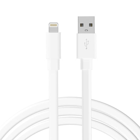 TALK WORKS Flat Lightning Charging Cable Compatible w/iPhone 13/Pro/Pro Max, 14/Plus/Pro/Pro Max, 12/Pro/Pro Max/Mini, 11/Pro/Pro Max, XR, XS, XS Max, X, 8, 7, 6, 5-7' Charger Cord (White)