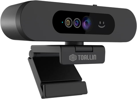 TOALLIN 1080P Full HD Webcam for Windows Hello Face Login, IR Facial Recognition Camera, Windows Hello Compatible Webcam with Microphone, Computer Camera, Wide Angle View USB Webcam with Privacy Cover