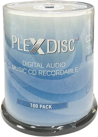 PlexDisc 52x Digital Audio Music CD-R Disc 700MB White Inkjet Printable - 100 PK Spindle (FFP)