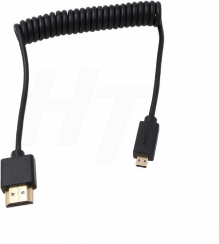 HangTon Coiled Thin HDMI to HDMI 2.0 4K Cable for ZCAM E2 Sony Canon Panasonic Blackmagic Camera ATOMOS Portkeys Monitor (Coiled, Micro HDMI)