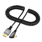 xiwai Micro HDMI 2.0 Male to Male HDMI 4K 60hz Stretch Coiled Cable 90 Degree Right Angled for Laptop Computer HDTV Monitor