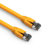 Nippon Labs Cat8 RJ45 35FT Ethernet Patch Internet Network LAN Cable, Indoor/Outdoor, 24AWG Shielded Latest 40Gbps 2000Mhz, Weatherproof S/FTP for Router, PS4, PS5, Xbox, PoE, Switch, Modem (Yellow)