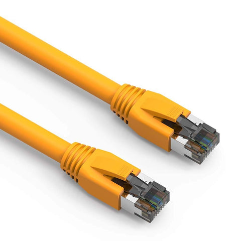 Nippon Labs Cat8 RJ45 35FT Ethernet Patch Internet Network LAN Cable, Indoor/Outdoor, 24AWG Shielded Latest 40Gbps 2000Mhz, Weatherproof S/FTP for Router, PS4, PS5, Xbox, PoE, Switch, Modem (Yellow)