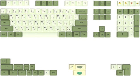 IDOBAO Matcha Keycaps Japanese Green PBT Keycaps Dye Sublimation OEM Profile Full Layout 128 Keys for Cherry Gateron Kailh Switches Suits gh61/rk61/akko/gmk/anne Mechanical Keyboard(Japanese)