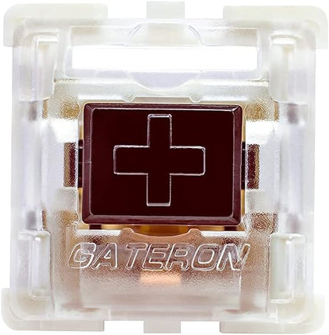 Granvela Gateron KS-9 Brown Switches with White Bottom Clear Top, Smooth Tactile Feedback, 55g Actuation Force, 3-pin Design, Compatible with Cherry MX Keyboards,66-Pack