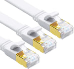 CAT 8 Ethernet Cable, 3ft 3 Pack High Speed 40Gbps 2000MHz 26AWG Flat CAT8 SFTP Internet Network LAN Cable with Gold Plated RJ45 for Gaming, Router, Modem, PS4, PC, Laptop (3ft/3 Pack/White)