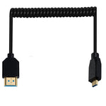 Ultra Thin HDMI Coiled High Speed Cable, Disscool HDMI Male to Micro HDMI Male Connector Adapter Flexible Spring Extension Cables, 2.1V 8K@60Hz 4K@120Hz for Camera/Monitor(M to M?Micro)