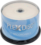 PlexDisc CD-R 700MB 52X Logo Top Recordable Media - 50pk Cake Box (FFP) 631-814-BX, 50 Discs