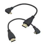 MMNNE 2Pack 8INCH 90 Degree Angle Micro HDMI Male to HDMI Male Cable Connector (Black Each of Left +Right Angled)